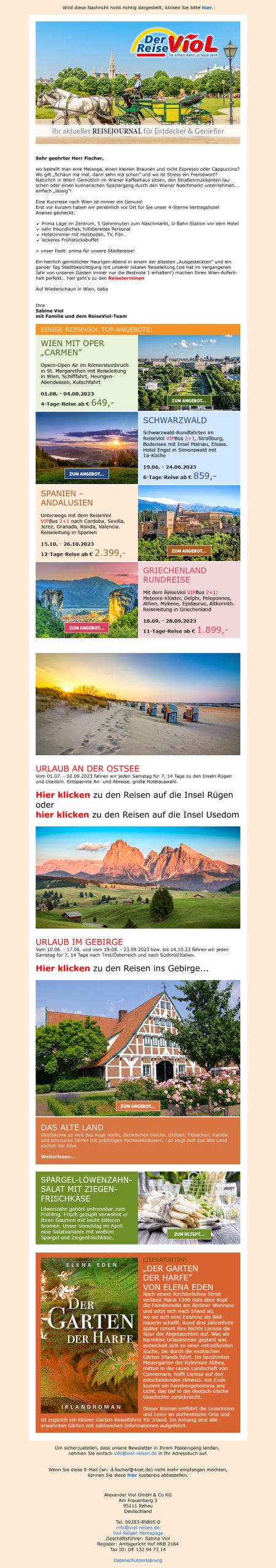 Beispiel: Viol Reisejournal für Entdecker & Genießer